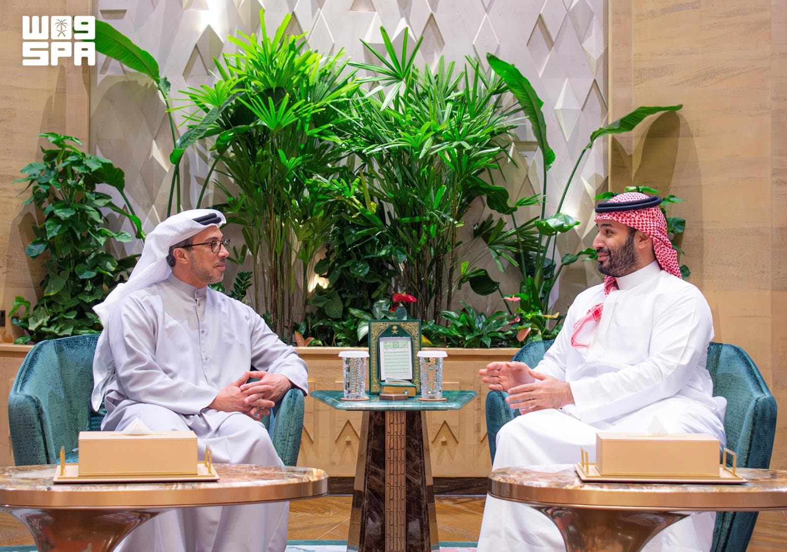 ولي العهد يلتقي الشيخ منصور بن زايد آل نهيان في الرياض